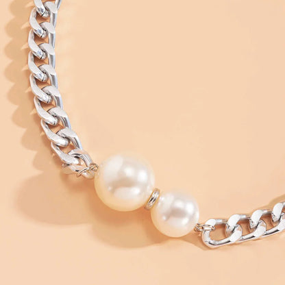 Cuban Link Chain Pearl Ends Necklace
