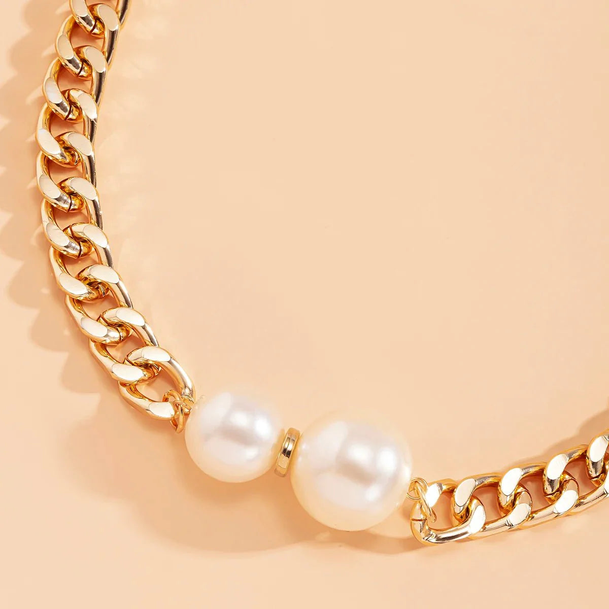 Cuban Link Chain Pearl Ends Necklace