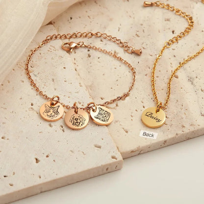 Custom Pet Face Pendant Bracelet