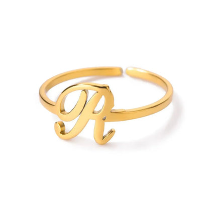 Dainty Adjustable Classy Letter Initial Rings