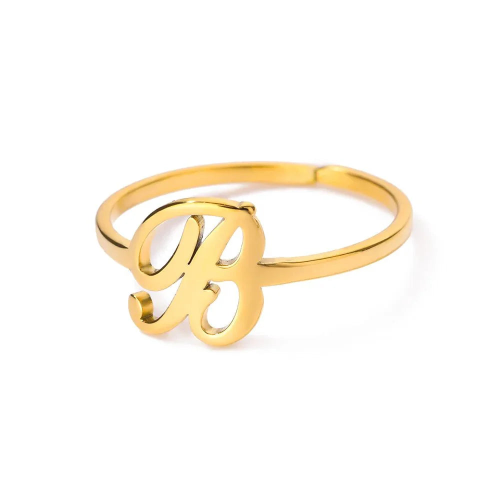 Dainty Adjustable Classy Letter Initial Rings
