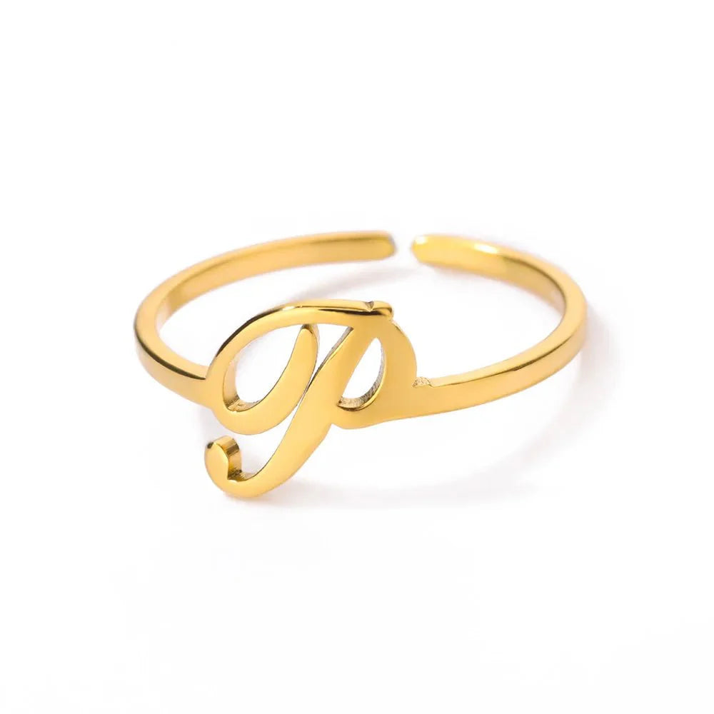 Dainty Adjustable Classy Letter Initial Rings