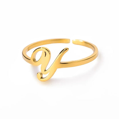 Dainty Adjustable Classy Letter Initial Rings