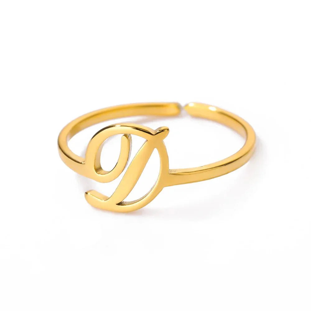 Dainty Adjustable Classy Letter Initial Rings