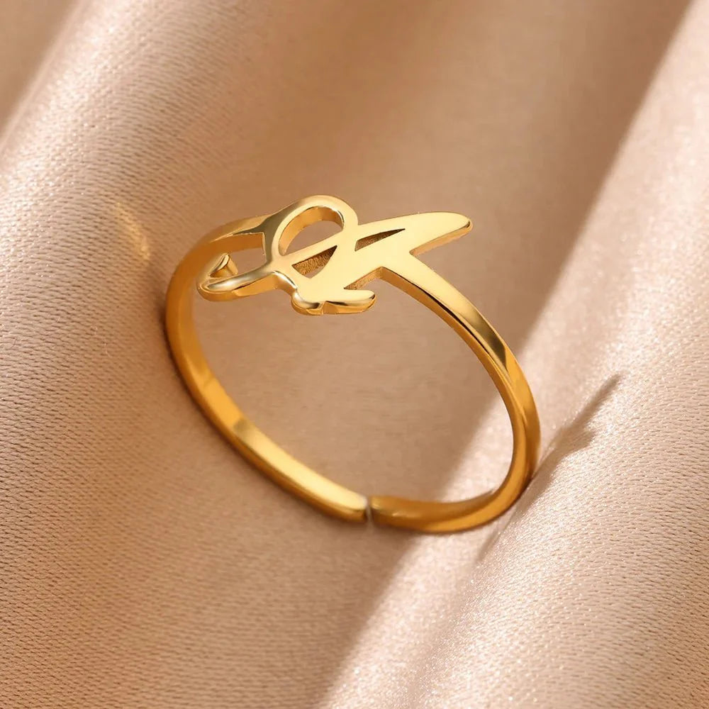 Dainty Adjustable Classy Letter Initial Rings