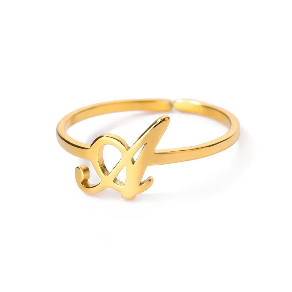 Dainty Adjustable Classy Letter Initial Rings