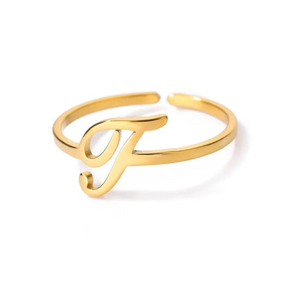 Dainty Adjustable Classy Letter Initial Rings