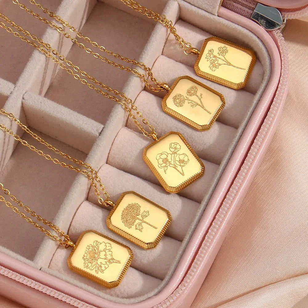 Dainty Birth Month Flower Necklace