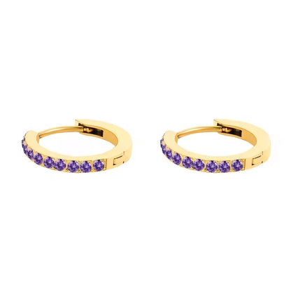 Dainty Birthstone Hoop Huggie Earrings