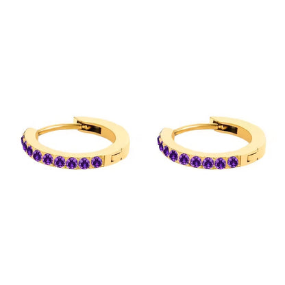 Dainty Birthstone Hoop Huggie Earrings