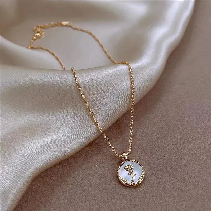 Dainty Blanc Camellia Floral Necklace, Earrings, Ring Jewelry