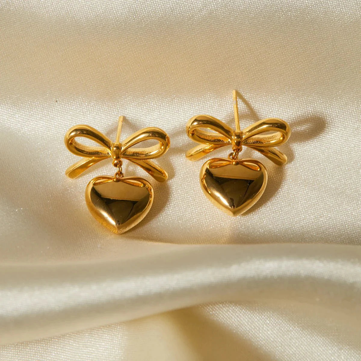 Dainty Bow Heart Earrings