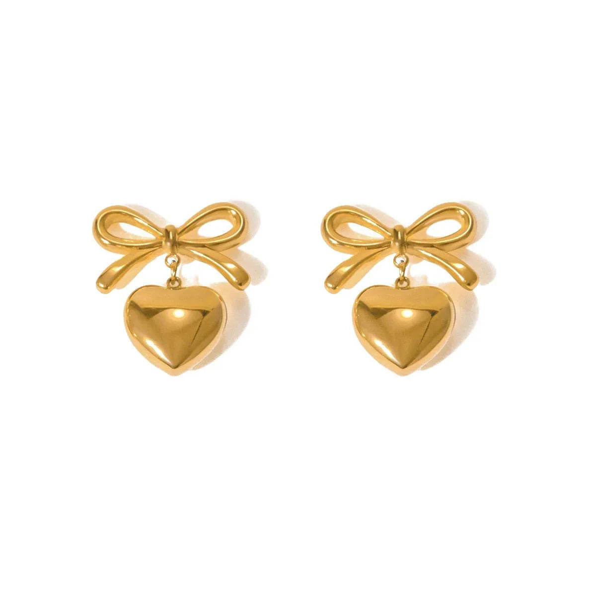 Dainty Bow Heart Earrings