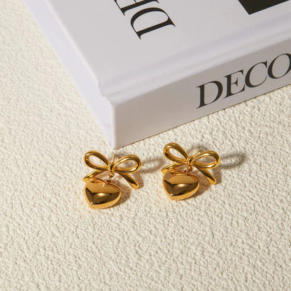 Dainty Bow Heart Earrings