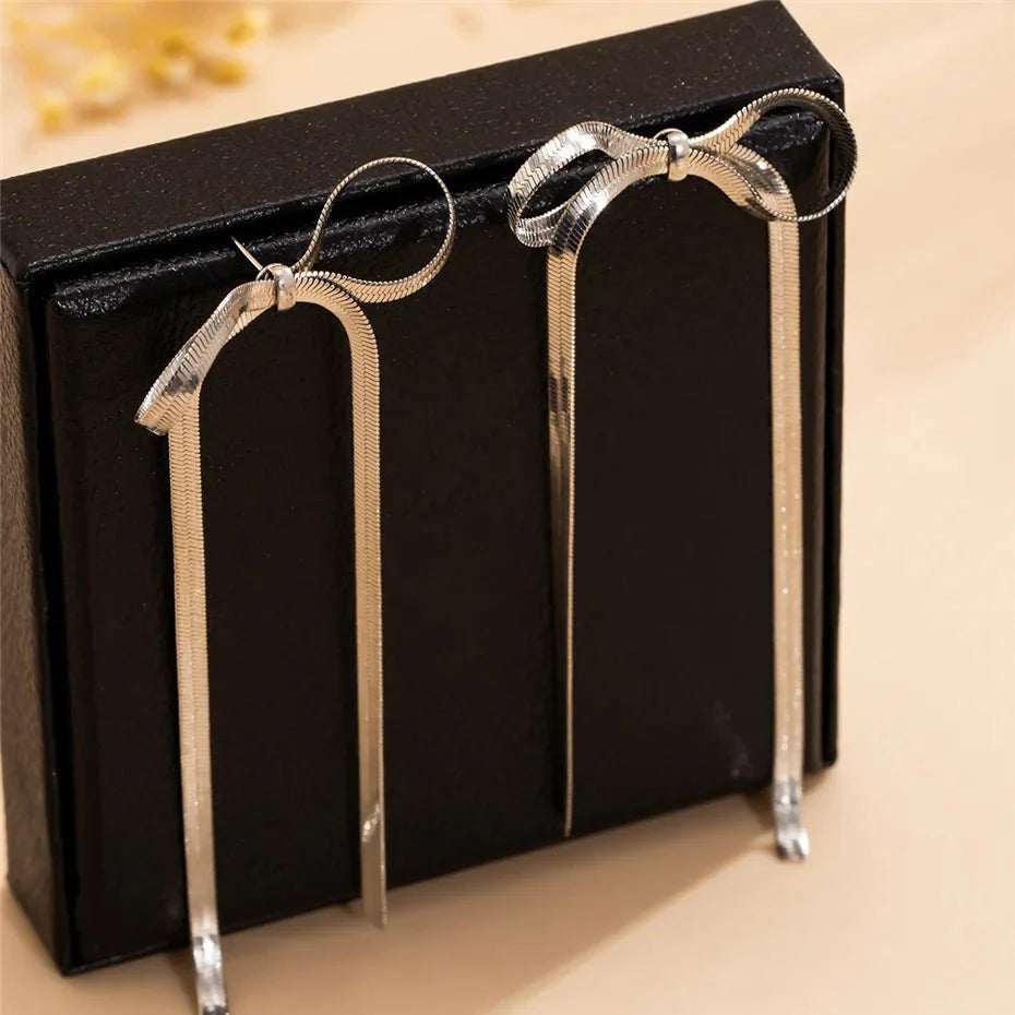 Dainty Bow Tassel Earrings