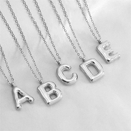 Bubble Letter Initial Necklace