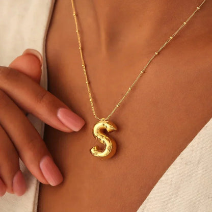 Bubble Letter Initial Necklace