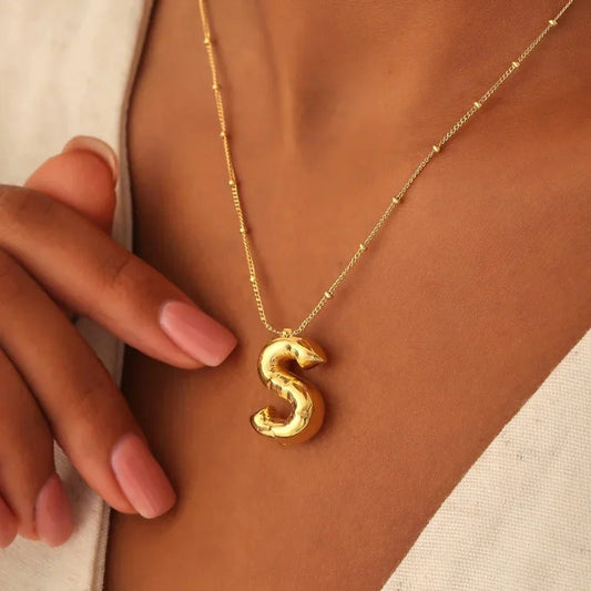 Bubble Letter Initial Necklace