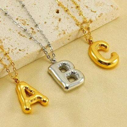 Bubble Letter Initial Necklace