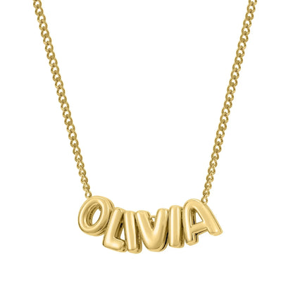 Dainty Bubble Letter Name Necklace