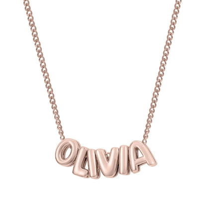 Dainty Bubble Letter Name Necklace