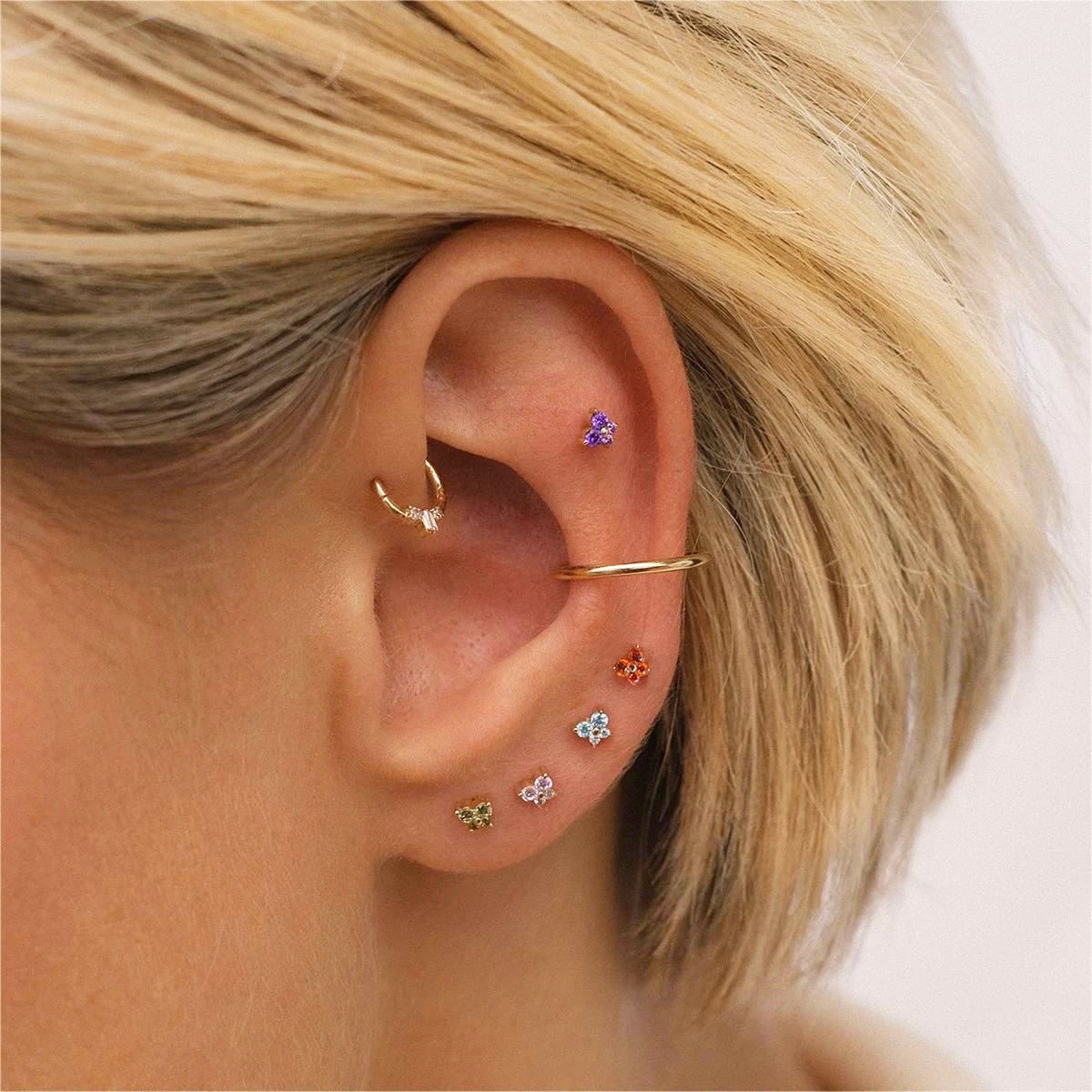 Dainty Butterfly Birthstone Stud Earring