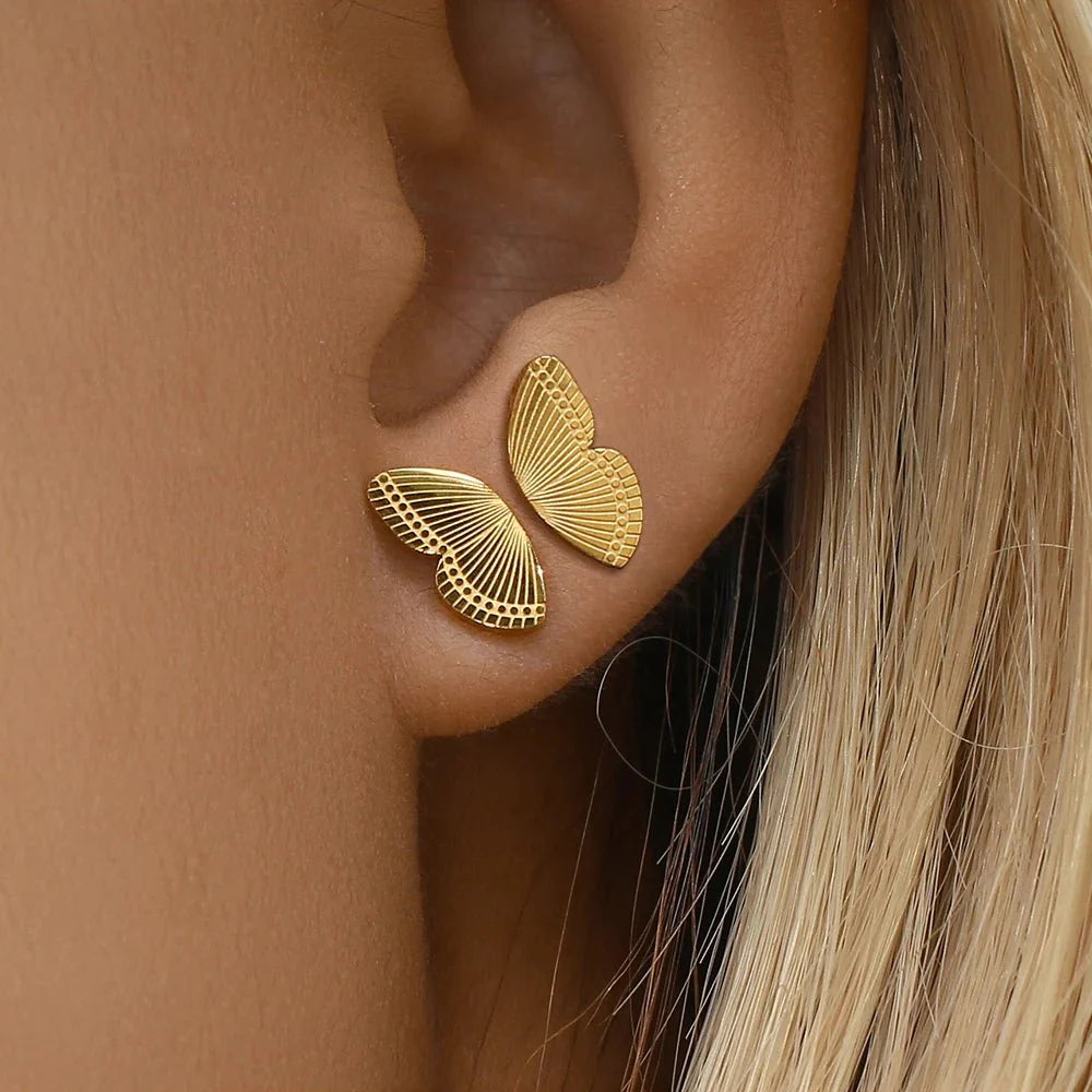 Dainty Butterfly Wings Stud Earrings