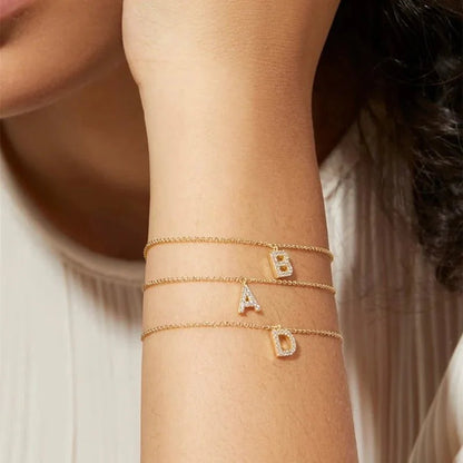 Dainty Chain Diamond Initial Bracelet