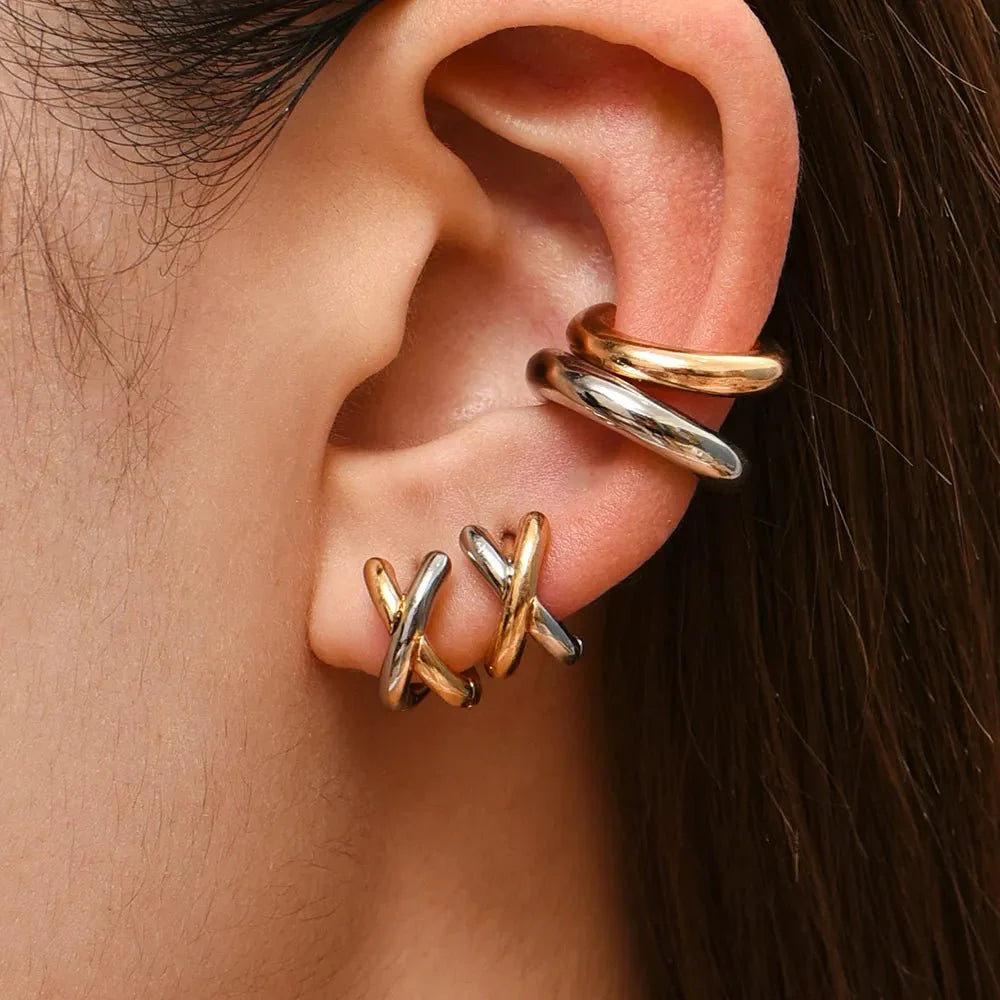 Dainty Criss Cross Contrast Earrings