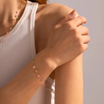 Dainty Crystal Bracelet and Necklace Set