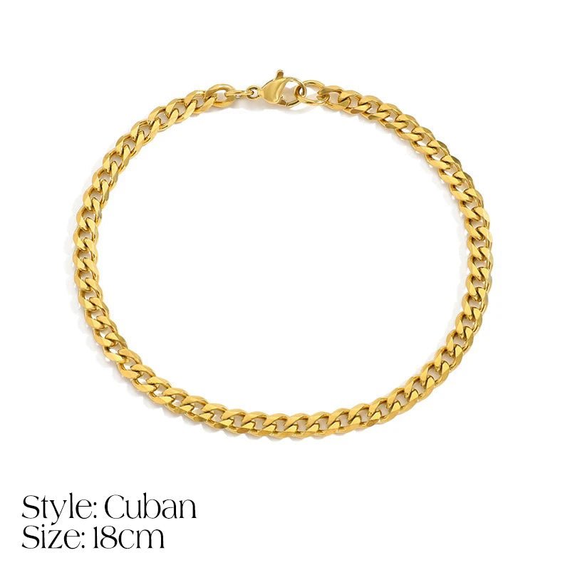 Dainty Cuban Figaro Chain Letter Initial Bracelet