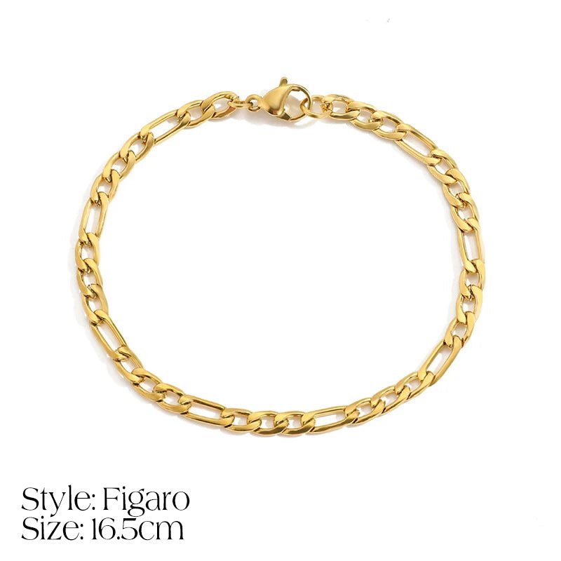 Dainty Cuban Figaro Chain Letter Initial Bracelet