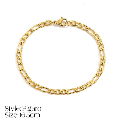 Dainty Cuban Figaro Chain Letter Initial Bracelet