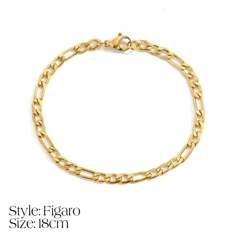 Dainty Cuban Figaro Chain Letter Initial Bracelet