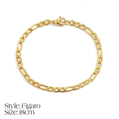Dainty Cuban Figaro Chain Letter Initial Bracelet
