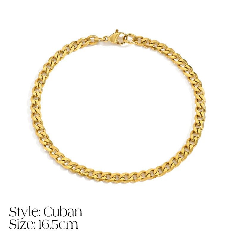 Dainty Cuban Figaro Chain Letter Initial Bracelet