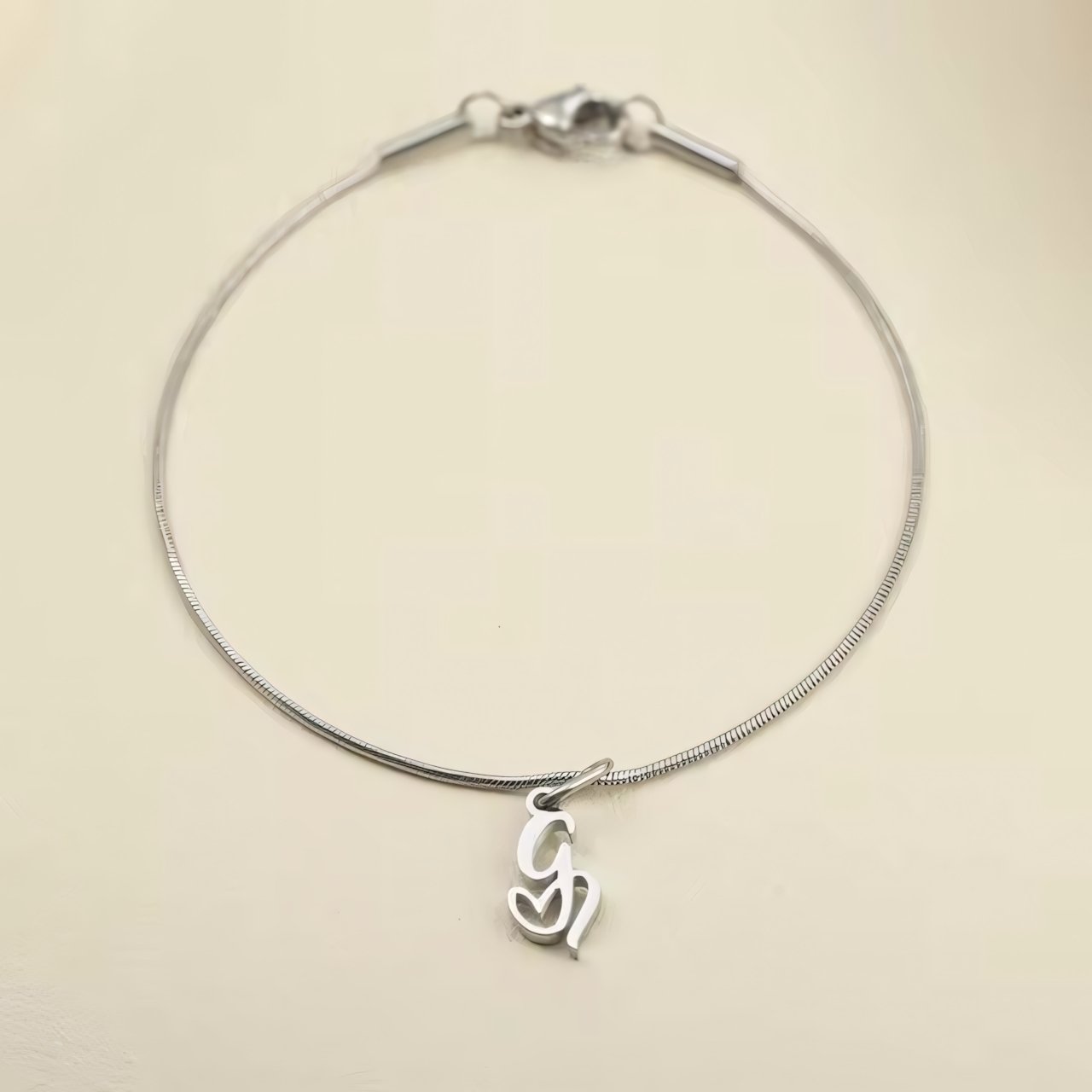 Dainty Cursive Heart Letter Initial Chain Bracelet