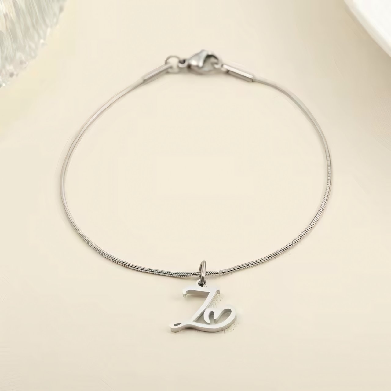 Dainty Cursive Heart Letter Initial Chain Bracelet
