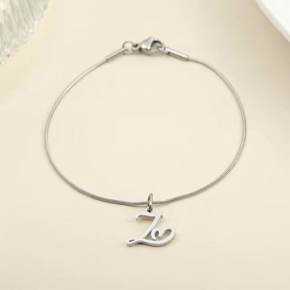 Dainty Cursive Heart Letter Initial Chain Bracelet