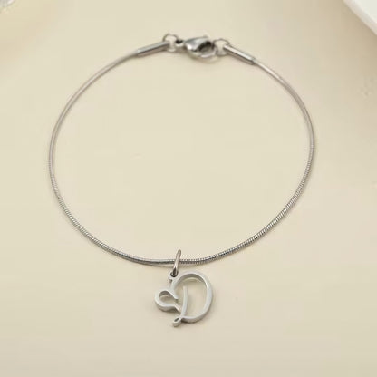Dainty Cursive Heart Letter Initial Chain Bracelet