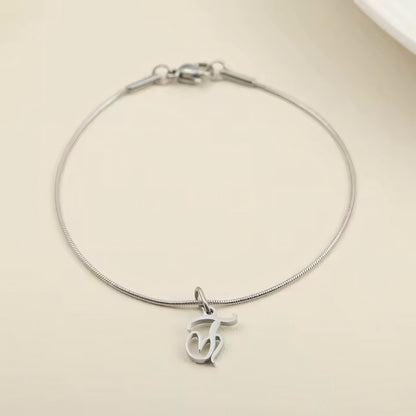Dainty Cursive Heart Letter Initial Chain Bracelet