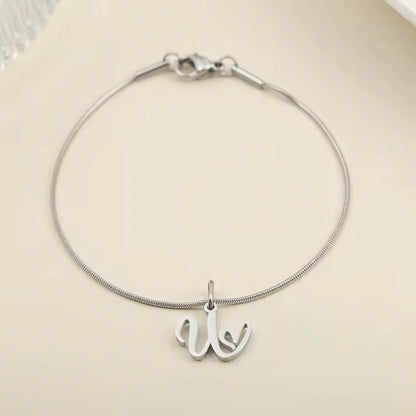 Dainty Cursive Heart Letter Initial Chain Bracelet
