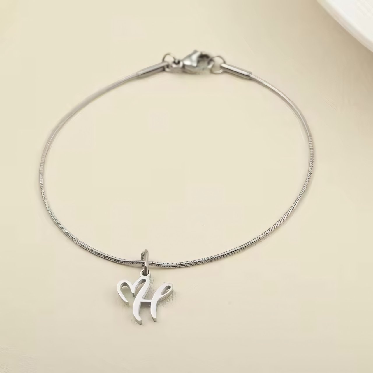 Dainty Cursive Heart Letter Initial Chain Bracelet