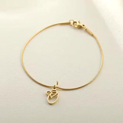 Dainty Cursive Heart Letter Initial Chain Bracelet