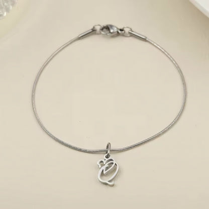 Dainty Cursive Heart Letter Initial Chain Bracelet