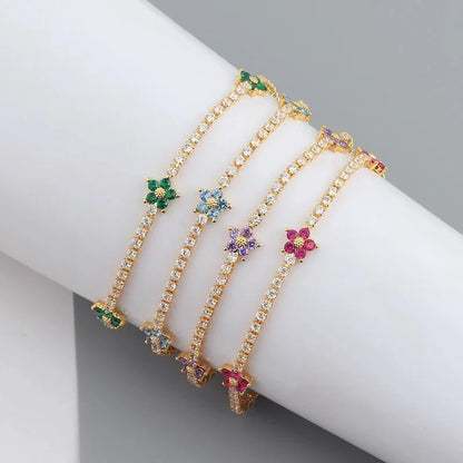 Dainty Diamond Floral Bracelets and Earrings