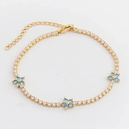 Dainty Diamond Floral Bracelets and Earrings