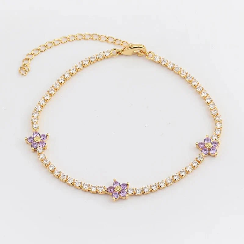 Dainty Diamond Floral Bracelets and Earrings