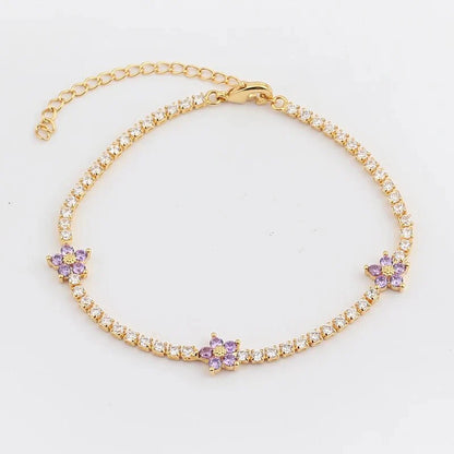Dainty Diamond Floral Bracelets and Earrings