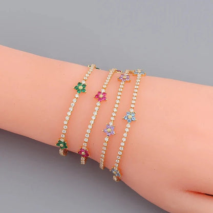 Dainty Diamond Floral Bracelets and Earrings